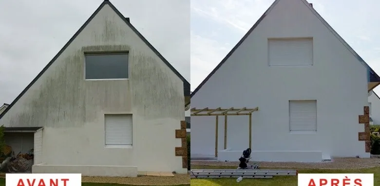 Avant / après ravalement — La façade reprise après les travaux de couverture : les deux vont souvent ensemble.
